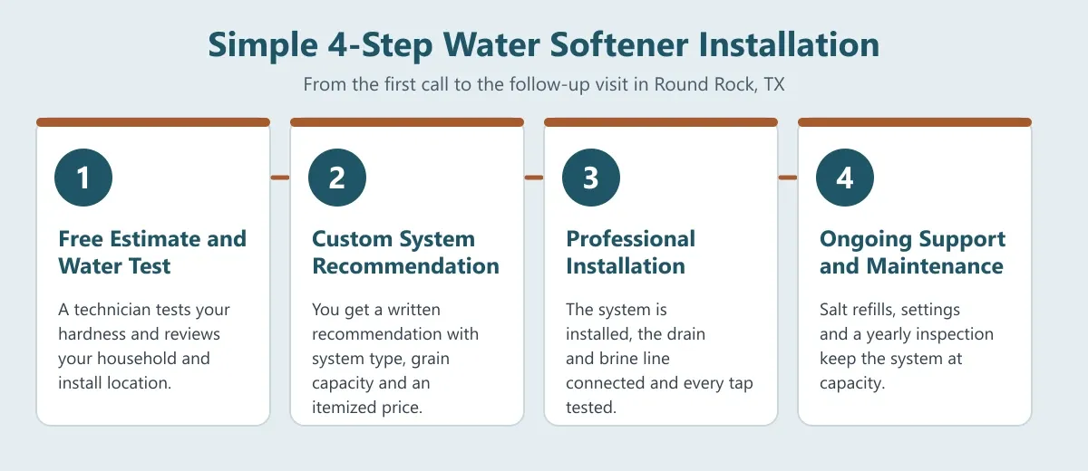 Water softener installation Round Rock TX process diagram