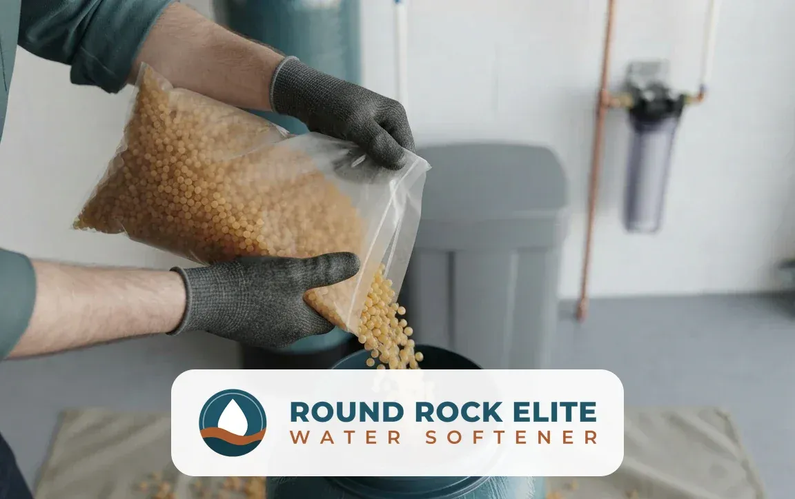Water softener replacement Round Rock TX old and new unit